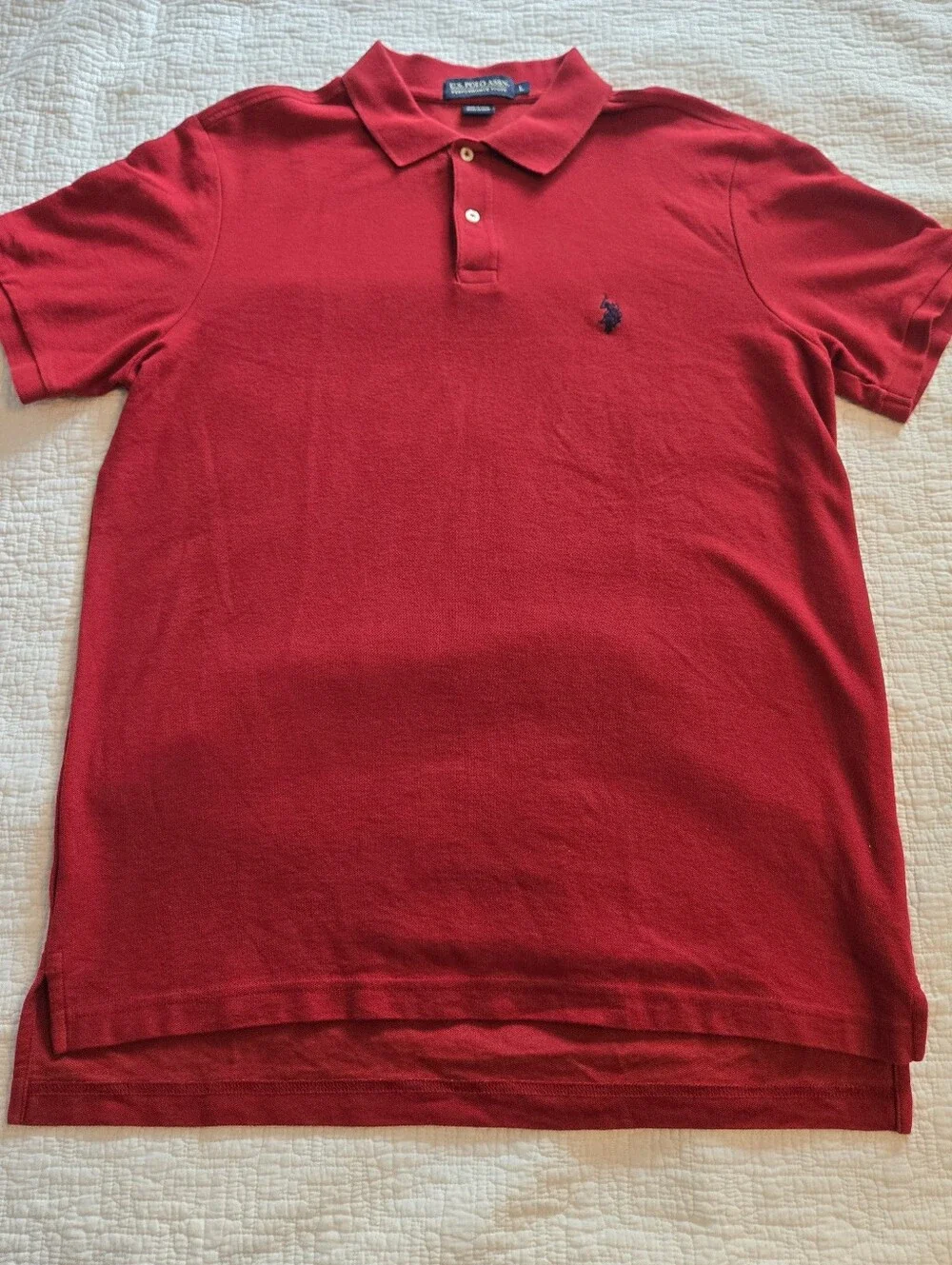 U.S. Polo Assn. Performance Pique, Red Short-Sleeve Polo Shirt, Size Large - Picture 2 of 7